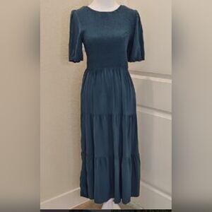 Chic Teal Long Sleeve Dress